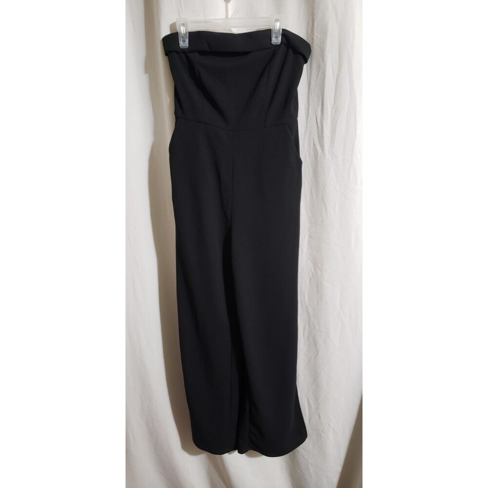 ZESICA Women's Small Black Strapless High Waist Wide Leg Jumpsuit - Picture 2 of 8